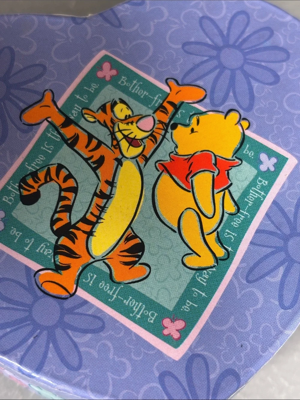 Disney Winnie the Pooh Tigger Heart Trinket Keepsake Box Purple Floral